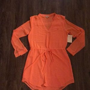 Naked Zebra coral long sleeve size medium dress